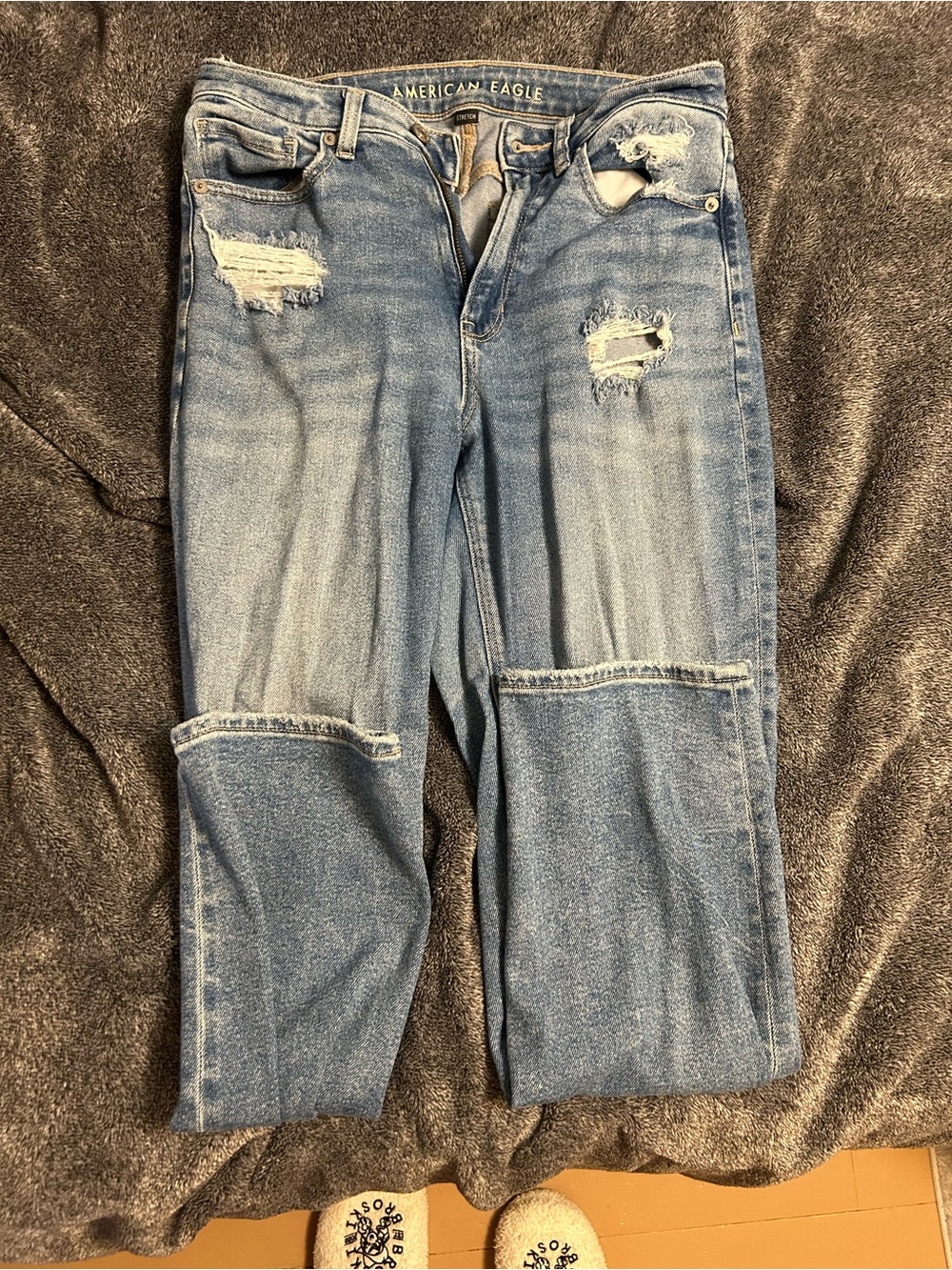 American Eagle Outfitters Light Blue Distressed Straight Leg Jeans